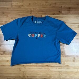 Dutch Bros Coffee Embroidered Logo Cropped Tee Blue Small